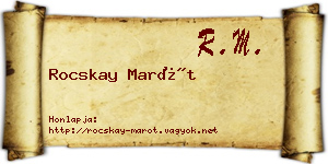 Rocskay Marót névjegykártya